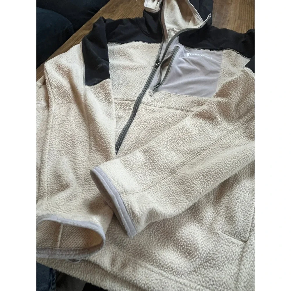 Cotopaxi Fleece Hoodie Jacket Beige Black Zip Up Hooded Activewear Size L - Picture 3 of 6